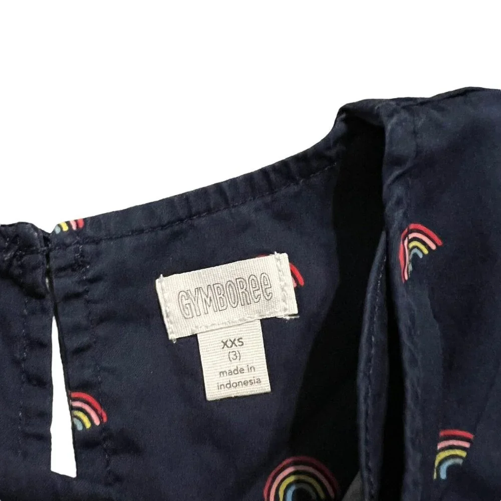 Gymboree XXS (3) Navy Blue Rainbow Top